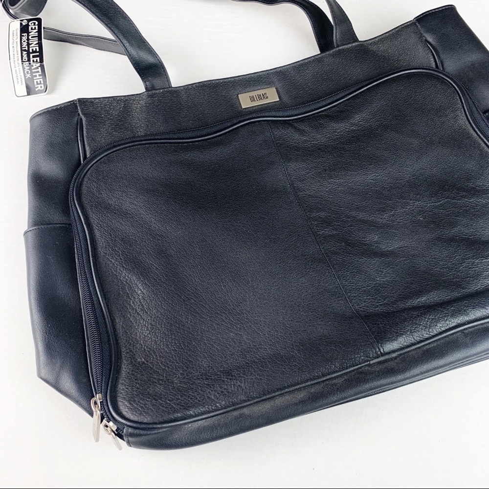 Bill Blass Black Leather Laptop Briefcase Bag